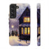 Glowing Homes in the Snow with Christmas Decorations - Impact Resistant Phone Case Samsung Galaxy S22 Glossy